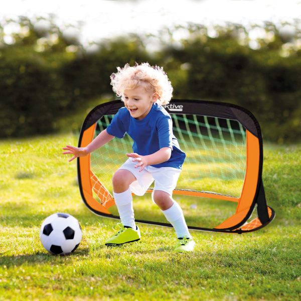 Aktive 54120 Set 2 Porterías de fútbol plegables para niños, Medidas 120x80x80 cm, color negro y naranja Embalaje Deteriorado Discount