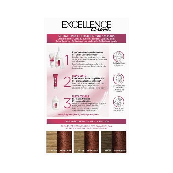 (Sin Aplicador) Tinte L Oréal Paris Excellence Creme Tono 6.46 Rubio Oscuro Cobrizo Caoba - 50 ml Embalaje Deteriorado Online now