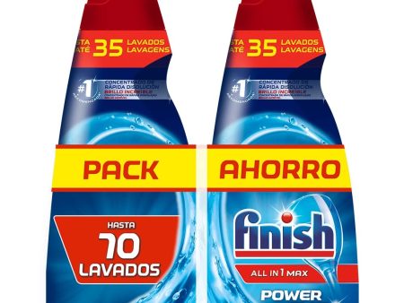 (Falta 1 unidad, incluye 1) Finish All in 1 Max Power Gel Brillo&Protección, Detergente Gel para Lavavajillas, Pack de 2 - Total 70 lavados Embalaje Deteriorado on Sale