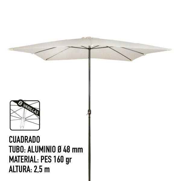 Aktive 53875  Parasol Cuadrado Garden - 300 x 300 cm, Vainilla Embalaje Deteriorado Cheap