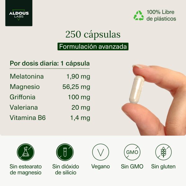 250 Cápsulas de Melatonina 1,9 mg - 250 Noches (+8 meses) | Con 5HTP, Magnesio, Valeriana, Vitamina B6 - Pastillas para Dormir Bien, Melatonina Sueño, Insomnio, Cansancio - Fabricado en España Embalaje Deteriorado (Cad: 30 06 2026) Hot on Sale