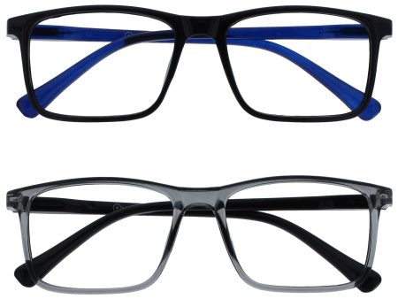 (Falta 1 Unidad, Incluye 1) Pack de 2 Gafas de Distancia para Miopía y Hipermetropía en Negro y Gris para Hombres y Mujeres Embalaje Deteriorado For Discount