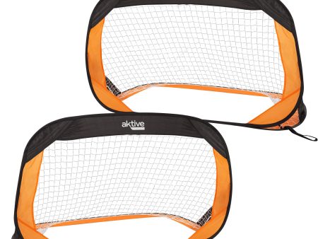 Aktive 54120 Set 2 Porterías de fútbol plegables para niños, Medidas 120x80x80 cm, color negro y naranja Embalaje Deteriorado Discount