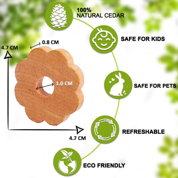 (Faltan Piezas) Anillos de Madera de Cedro Zidina para Armario | 50x Anillos de Cedro | Aceite de Cedro Botella Mini 4.5ml Incluido | Hecho de Plantas Orgánicas Insecticidas | Barrera contra Insectos Embalaje Deteriorado Sale