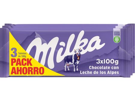 Tableta de Chocolate con Leche Milka Pack Ahorro 3 x 100g Embalaje Deteriorado Hot on Sale