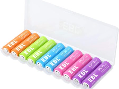 (Faltan 3 unidades, incluye 7) EBL Pilas Recargables AA Ni-MH Arco Iris Batería Recargables AA 2500mAh Embalaje Deteriorado Supply