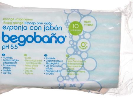 Begobaño Esponja Jabonosa Desechable, Esponja de Baño de Un Solo Uso con Gel Dermatológico e Hipoalergénico, 1 paquete x 10 Unidades (embalaje dañado) (Cad: 27 11 2026) Supply