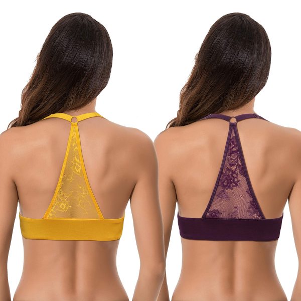 (Falta 1 Unidad, Incluye 1) Talla: 105E - Sujetador Push Up Curve Muse para Mujer con Aros y Cierre Frontal - Paquete de 2 - Naranja y Burdeos Embalaje Deteriorado Online Hot Sale