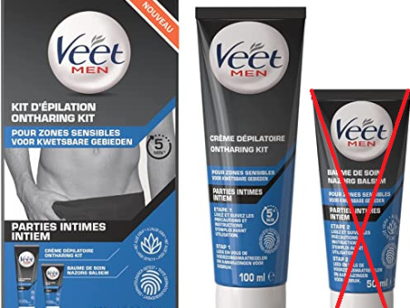 (Falta el Bálsamo) Veet Men - Partes privadas del kit de depilación - crema depilatoria 100 ml y bálsamo de cuidado 50 ml - áreas sensibles Embalaje Deteriorado (Cad: 31 07 2025) Cheap