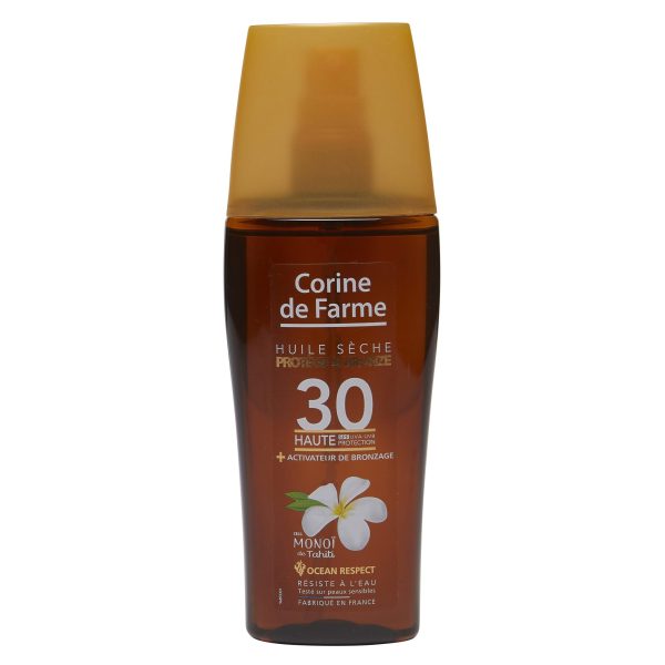 (Sin Tapón) Aceite Seco Protector y Bronceador SPF30 - Protección Solar UVA UVB - Bronceado Luminoso - Fórmula con Monoï de Tahití - Belleza Limpia Sin Parabenos - 150 ml - Fabricado en Francia Embalaje Deteriorado Discount