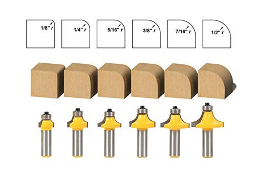 (Faltan 2 Pcs, Imcluye 4) Yuhtech 6 Pcs 1 2 pulgada de vástago redondo sobre la fresa, fresa de corte redondo para trabajar la madera Embalaje Deteriorado Online Hot Sale