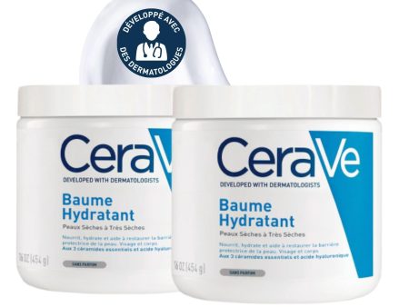 (Falta 1 unidad, incluye 1) CeraVe Bálsamo Hidratante | 2 x 454g | Crema Hidratante 48h Cuerpo, Rostro, Manos con Ácido Hialurónico para Pieles Secas a Muy Secas Online Sale