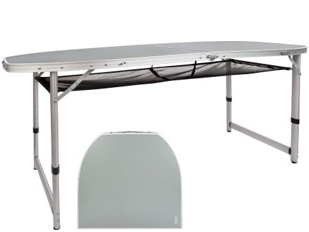 Aktive 52866 Mesa plegable grande con bandeja de malla, portátil para playa y camping, resistente aluminio gris, 160x80x70.5 cm Embalaje Deteriorado Online