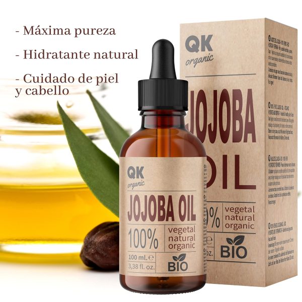 Aceite de JOJOBA 100% Puro Orgánico Vegano - 100 ml - para Cuerpo, Rostro, Cabello, Uñas, Barba - Antiarrugas y Antiacné- BIO - Prensado en Frío Embalaje Deteriorado on Sale