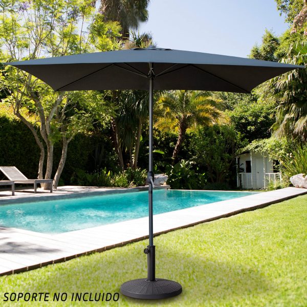 Aktive 53878 Sombrilla jardín rectangular , Parasol terraza, Toldo 3x2 m, color antracita Embalaje Deteriorado For Sale