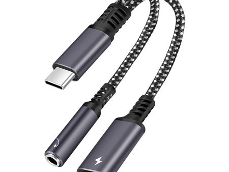 Adaptador y cargador USB C 2 en 1 para auriculares, USB C a jack de 3,5 mm con carga rápida PD 60 W, compatible con Samsung, Huawei, Pixel Fashion