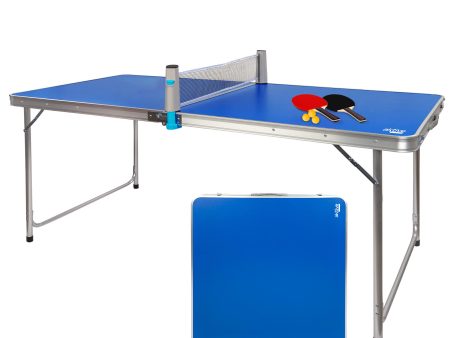 Aktive 52873 Mesa plegable de ping pong , con set de raquetas y pelotas, mesa de aluminio para exterior, color azul, 80x70x160 cm Embalaje Deteriorado Discount