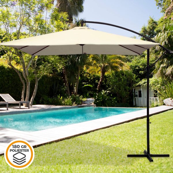 Aktive 53890 Parasol Excéntrico Banana 300 x 300 cm, Crema Embalaje Deteriorado Online now