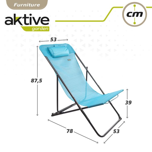 Aktive 61103 Silla Tumbona Plegable y Reclinable Azul Claro, Muebles de Jardín, Terraza, Sillas Plegables Antivuelco de Textileno, 3 Posiciones Embalaje Deteriorado on Sale