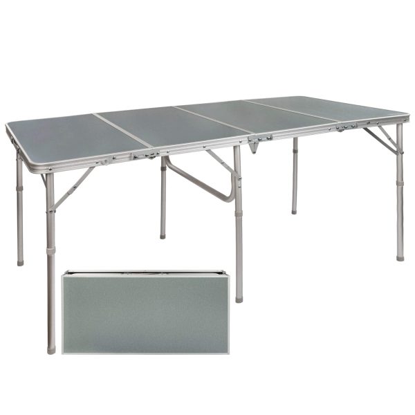 Aktive 52864 Mesa plegable grande para camping y jardín, resistente y portátil, color gris, 160x80x70.5 cm Embalaje Deteriorado Hot on Sale