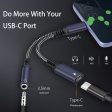 Adaptador y cargador USB C 2 en 1 para auriculares, USB C a jack de 3,5 mm con carga rápida PD 60 W, compatible con Samsung, Huawei, Pixel Fashion