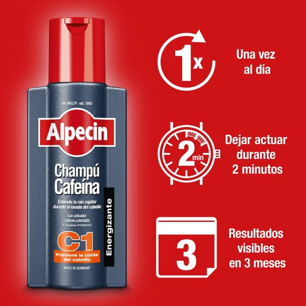 Alpecin C1 Caffeine Shampoo 1x 250 ml | Champú anticaída para hombres con cafeína | Tratamiento para la caída del cabello | Alpecin Shampoo Anti Hair Loss Treatment Men Embalaje Deteriorado (Cad: 30 04 2026) Discount