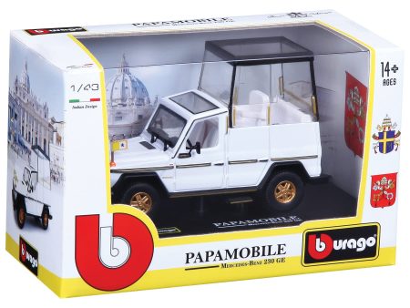 Bburago Papamovil. Vehiculo a Escala 1:43. Réplica del Coche Oficial del Papa Mercedes Benz 230 GE Blanco Online Hot Sale