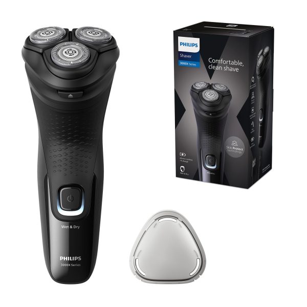 Afeitadora Eléctrica Philips Serie 3000X para Hombre, Maquina de Afeitar Barba con Barbero desplegable, Tecnologia SkinProtect, Uso en Seco y Humedo, Inalambrica, Recargable, X3001 00, Negro Embalaje Deteriorado Hot on Sale