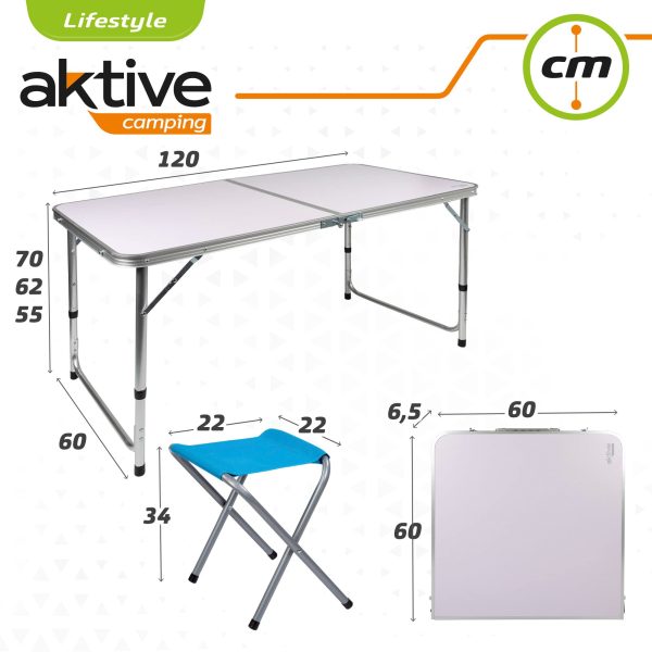 Aktive 52893 Mesa plegable regulable en altura con 4 taburetes Embalaje Deteriorado Hot on Sale