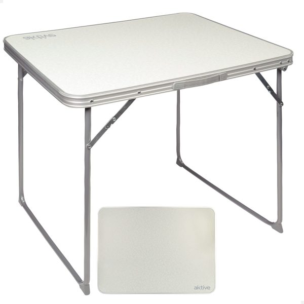 Aktive 52814 Mesa de camping plegable, ligera y portátil, color blanco, 80x60x70 cm Embalaje Deteriorado Discount