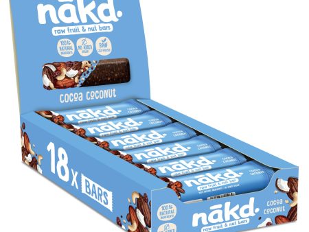 Barritas Nākd. Cocoa Coconut de Fruta y Frutos Secos | Ingredientes Naturales | Sin Azúcar Añadido | Pack de 18 unidades de 35g cada una Embalaje Deteriorado For Cheap