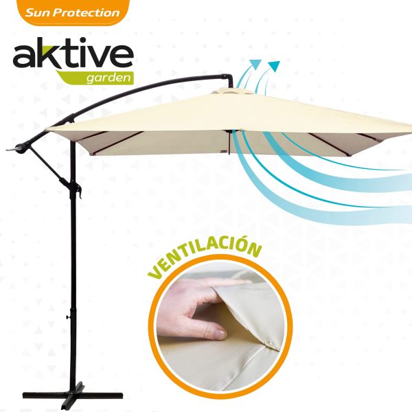 Aktive 53890 Parasol Excéntrico Banana 300 x 300 cm, Crema Embalaje Deteriorado Online now