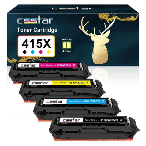 (Falta 1 Tóner-Azul, Incluye 3) Pack de Tóner CSSTAR 415X Compatible para HP Color Laserjet Pro MFP M479fdw -4- Pack Embalaje Deteriorado Online