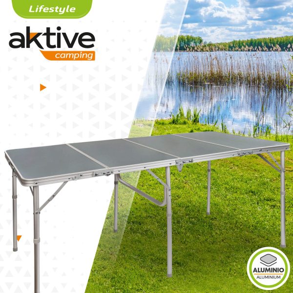 Aktive 52864 Mesa plegable grande para camping y jardín, resistente y portátil, color gris, 160x80x70.5 cm Embalaje Deteriorado Hot on Sale