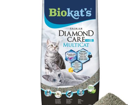 Arena para gatos Biokat s Diamond Care MultiCat Fresh con fragancia - 1 saco (8 l) Embalaje Deteriorado Sale