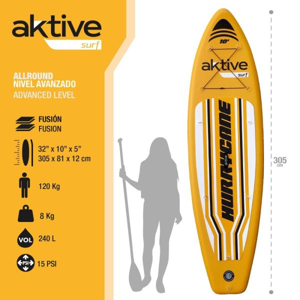 Aktive 62044 Tabla Paddle Surf Hinchable Nivel Básico All-Round, 305x81x12 cm Embalaje Deteriorado Hot on Sale