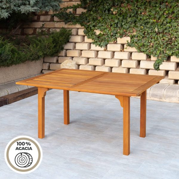 Aktive 61031 Mesa de jardín extensible rectangular de madera de acacia, 200x100x74cm Embalaje Deteriorado Online