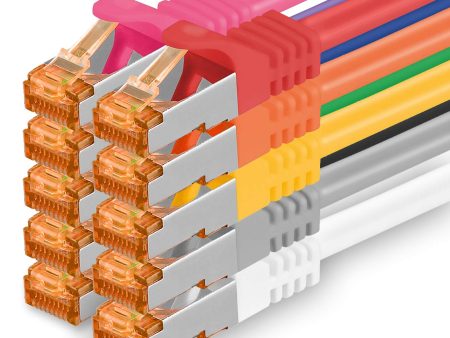 (Falta 1 Cable, Incluye 9) Cable de Red Ethernet LAN Cat7 - 0,5m - 10 colores - 10 piezas Cat 7 Sftp Pimf Lszh - 10 GB s RJ45 Connectores Cat6a compatible con Cat5 Cat6 Cat.7 Cat8 Embalaje Deteriorado For Discount