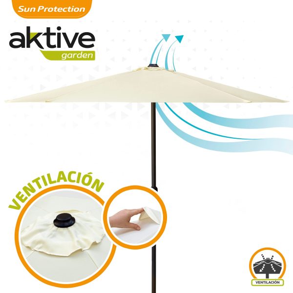 Aktive 53866 Parasol hexagonal Garden diámetro 2,5 m - Color vainilla Embalaje Deteriorado Fashion