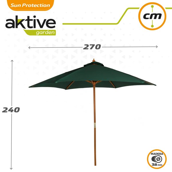 Aktive 53860 Parasol hexagonal Garden d270 cm color crema mástil madera Embalaje Deteriorado For Cheap