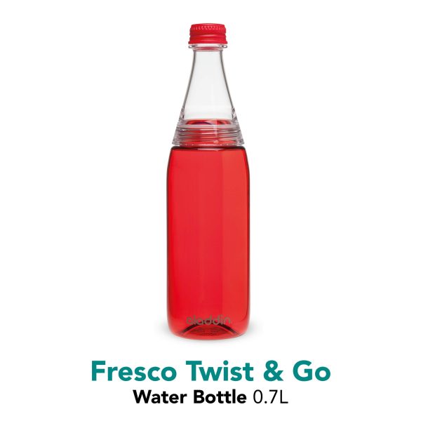 Aladdin 10-01729-068 Botella de Agua Fresco Twist & Go 0.7L Rojo - Ideal para Deportes y Actividades al Aire Libre Supply