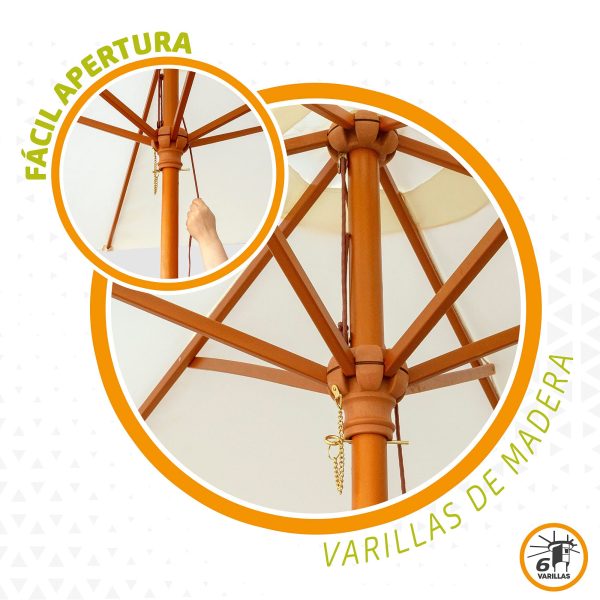 Aktive 53863 Parasol hexagonal Garden 3 metros - Color vainilla Embalaje Deteriorado Online Hot Sale