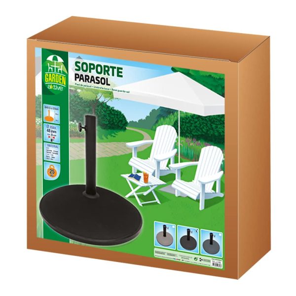 Aktive 53897 Soporte para Parasol de Cemento Garden, Base Redonda de 15 Kg Embalaje Deteriorado For Cheap