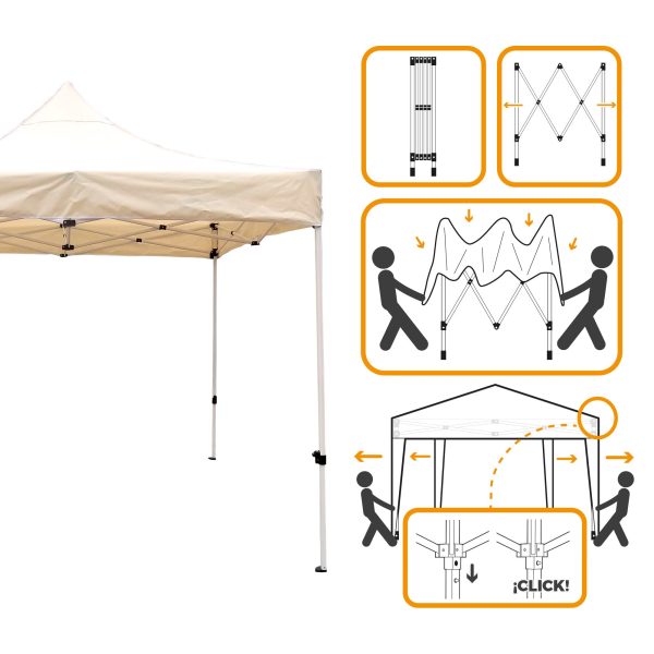 Aktive 61137 Cenador Plegable Exterior , Toldo Crema 3x3cm, Regulable en Altura, Protección UV e Impermeable Embalaje Deteriorado Supply