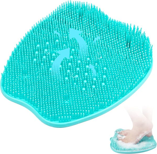 Alfombrilla grande para fregar pies, almohadilla de masaje, cepillo para pies de ducha, antideslizante, alivia los pies cansados, masajeador para limpieza exfoliante (lavabo para pies verde) For Sale