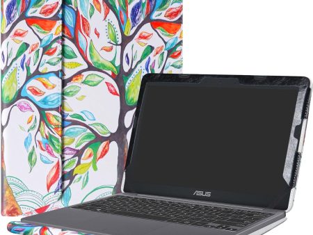 Alapmk Funda Protectora de Cuero PU Especialmente diseñada para portátiles ASUS VivoBook E203NA E200HA L200HA   Chromebook C201 C201PA de 11,6 , Love Tree Fashion