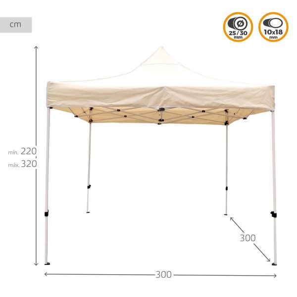 Aktive 61137 Cenador Plegable Exterior , Toldo Crema 3x3cm, Regulable en Altura, Protección UV e Impermeable Embalaje Deteriorado Supply