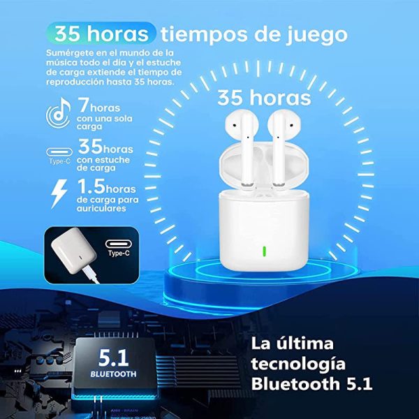 Auriculares Inalambricos, Auriculares Bluetooth, Cascos Inalambricos Bluetooth, Micrófono Incorporado, Control Táctil, HiFi Estéreo, IPX7 Impermeables, Reproducci 30 Horas con Caja de Carga Rapida - Caja Abierta For Discount