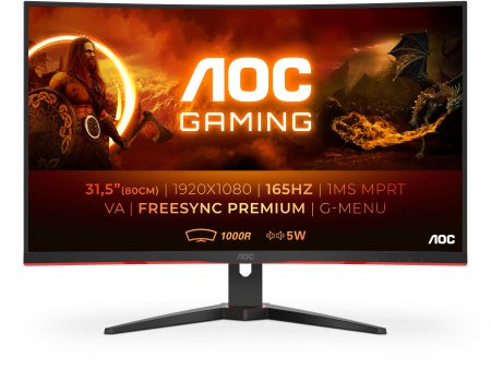 Aoc C32G2AE 31.5 Full HD VA 165 Hz 1 ms Freesync Curva Negro, Rojo Gaming Caja Abierta For Discount