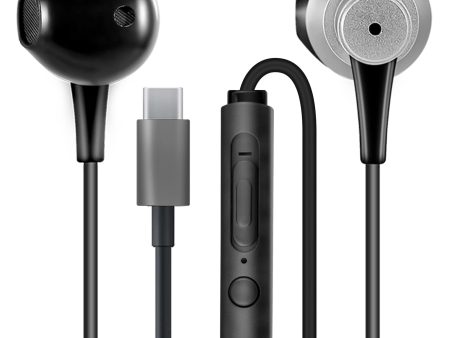 Auriculares con Cable Tipo C TH4 MAS CARNEY, Cascos USB C con Micrófono para Samsung, Huawei, Google Pixel y Otros Teléfonos Inteligentes - Negro Blanco (Negro) Embalaje Deteriorado Sale